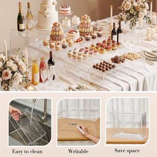 10 Pcs Extra Large Acrylic Buffet Risers Table, 7 to 16 in, Clear in 7.2 to 16" in Clear, alternate view 3