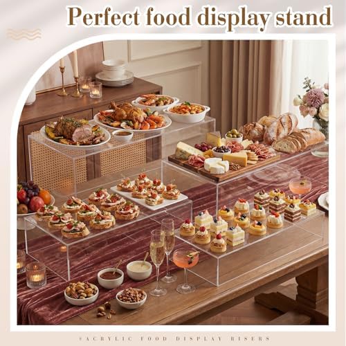 10 Pcs Extra Large Acrylic Buffet Risers Table, 7 to 16 in, Clear in 7.2 to 16" in Clear, alternate view 4