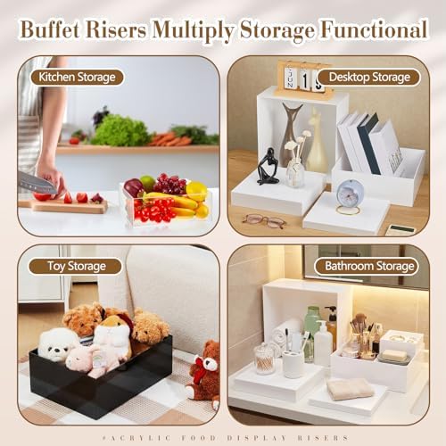 10 Pcs Extra Large Acrylic Buffet Risers Table, 7 to 16 in, Clear in 7.2 to 16" in Clear, alternate view 6