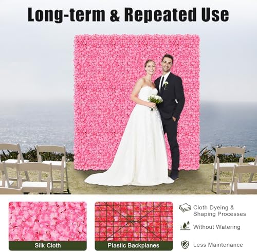 10 PCS Flower Wall Panel 24" x 16" Artificial Flowers Wall Decoration Decorative Hydrangea Flower Panels Walls, alternate