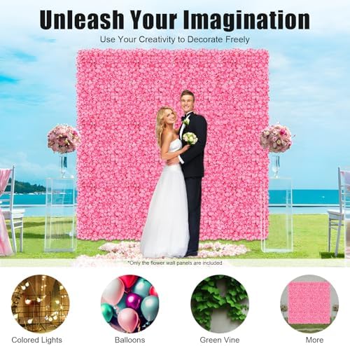 10 PCS Flower Wall Panel 24" x 16" Artificial Flowers Wall Decoration Decorative Hydrangea Flower Panels Walls, alternate