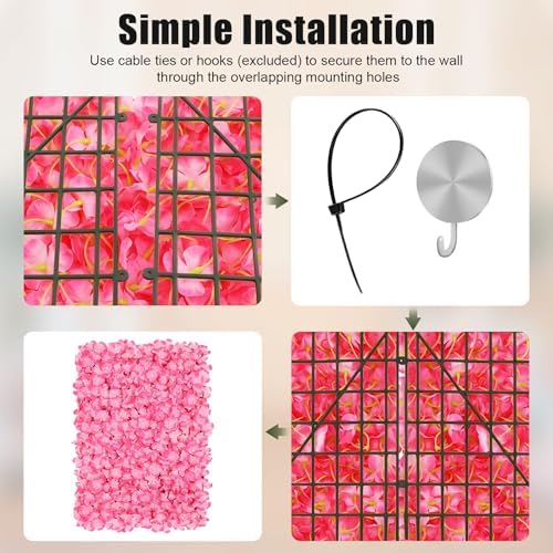 10 PCS Flower Wall Panel 24" x 16" Artificial Flowers Wall Decoration Decorative Hydrangea Flower Panels Walls, alternate