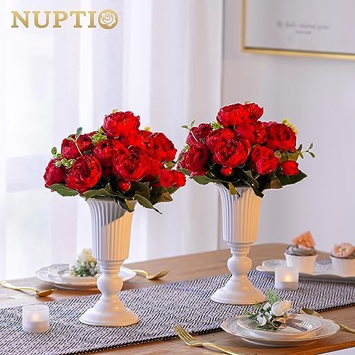10 Pcs Flowered Metal Trumpet Vase Elegant Wedding Centerpieces Vase for Party Dining Room Decoration, 23.2cm, alternate view