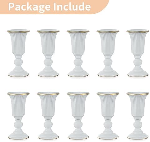 10 Pcs Flowered Metal Trumpet Vase Elegant Wedding Centerpieces Vase for Party Dining Room Decoration, 23.2cm, alternate view