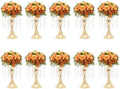 10 PCS Gold Acrylic Vases, Versatile Crystal Wedding Flower Stand, 10.23in Flower Decorative Arrangement Holders