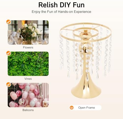 10 PCS Gold Acrylic Vases, Versatile Crystal Wedding Flower Stand, 10.23in Flower Decorative Arrangement Holders, alternate