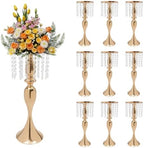 10 PCS Gold Acrylic Vases, Versatile Crystal Wedding Flower Stand, 21.3in Flower Decorative Arrangement Holders