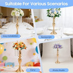 10 PCS Gold Acrylic Vases, Versatile Crystal Wedding Flower Stand, 21.3in Flower Decorative Arrangement Holders, alternate