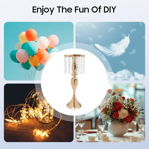 10 PCS Gold Acrylic Vases, Versatile Crystal Wedding Flower Stand, 21.3in Flower Decorative Arrangement Holders, alternate