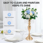 10 PCS Gold Acrylic Vases, Versatile Crystal Wedding Flower Stand, 21.3in Flower Decorative Arrangement Holders, alternate