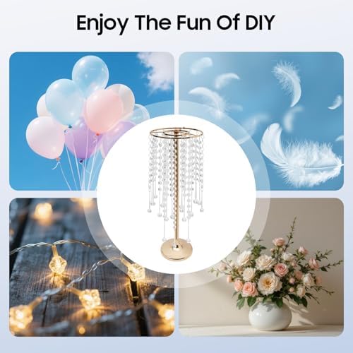 10 PCS Gold Acrylic Vases, Versatile Crystal Wedding Flower Stand, 21.7in Flower Decorative Arrangement Holders, alternate