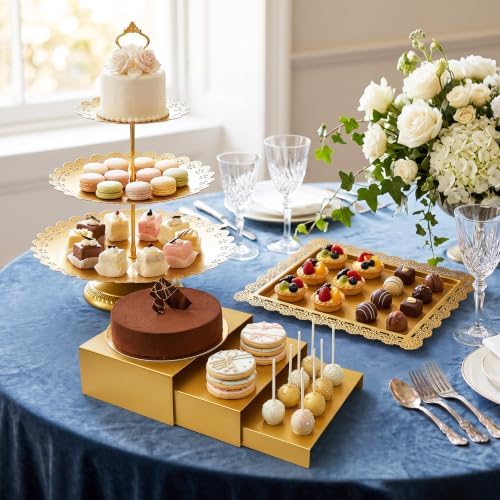 10 Pcs Gold Cake Stand Set Metal Cupcake Stands, Multiple Styles Dessert Display Tower for Candy Fruit, Cake, alternate view