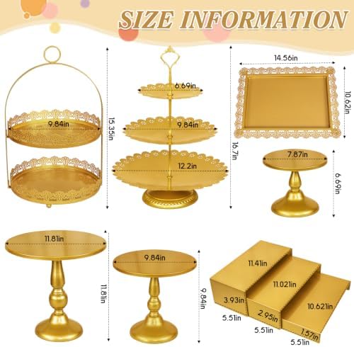 10 Pcs Gold Cake Stand Set Metal Cupcake Stands, Multiple Styles Dessert Display Tower for Candy Fruit, Cake, alternate view