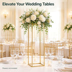 10 Pcs Gold Wedding Flower Vase, Metal Column Flower Holder, 32in/80cm Metal Geometric Centerpieces Vase for, alternate view