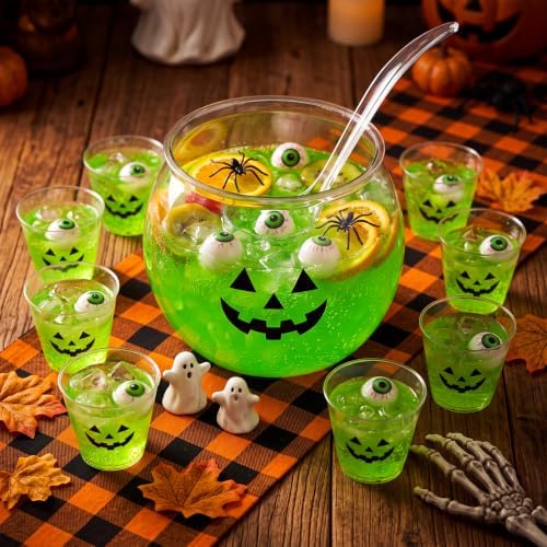 10 Pcs Halloween Pumpkin Punch Bowl Set, 1.6 Gallon Punch Bowl in Orange, alternate view 4
