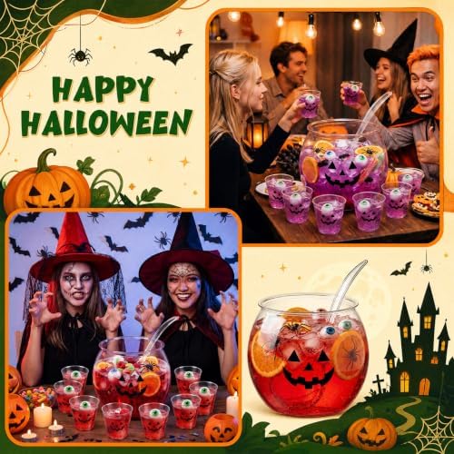 10 Pcs Halloween Pumpkin Punch Bowl Set, 1.6 Gallon Punch Bowl in Orange, alternate view 6