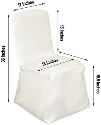 10 PCS Ivory Polyester Square Top Banquet Chair Covers, Reusable or 1x Use Chair Covers, alternate view 2