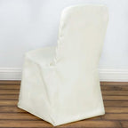 10 PCS Ivory Polyester Square Top Banquet Chair Covers, Reusable or 1x Use Chair Covers, alternate view 3