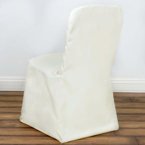10 PCS Ivory Polyester Square Top Banquet Chair Covers, Reusable or 1x Use Chair Covers, alternate view 3