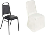 10 PCS Ivory Polyester Square Top Banquet Chair Covers, Reusable or 1x Use Chair Covers, alternate view 7