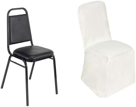 10 PCS Ivory Polyester Square Top Banquet Chair Covers, Reusable or 1x Use Chair Covers, alternate view 7