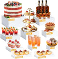 10 Pcs Large Acrylic Buffet Risers, White Food Display Stands for Buffet, Dessert Table, Jewelry, and Catering