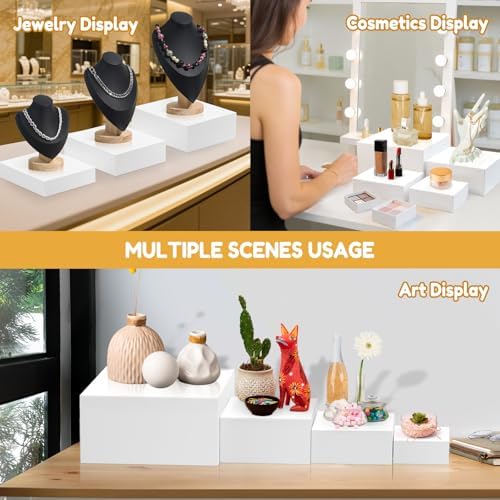 10 Pcs Large Acrylic Buffet Risers, White Food Display Stands for Buffet, Dessert Table, Jewelry, and Catering, alternate