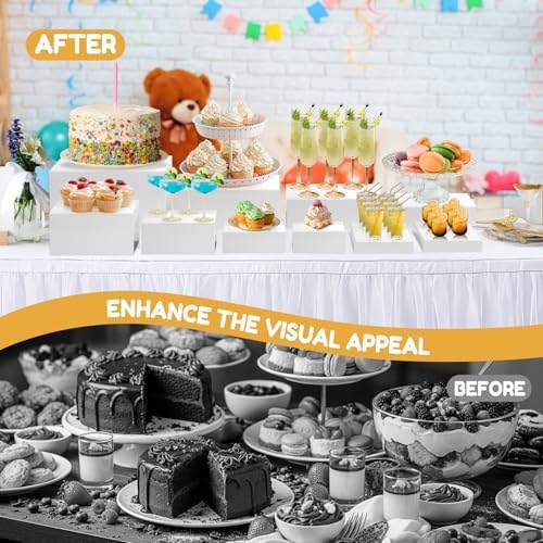 10 Pcs Large Acrylic Buffet Risers, White Food Display Stands for Buffet, Dessert Table, Jewelry, and Catering, alternate