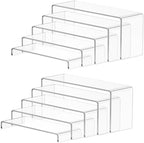 10 Pcs Large Acrylic Display Risers (7" L~9" L), Perfume Shelf Organizer in Clear