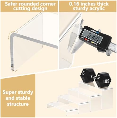 10 Pcs Large Acrylic Display Risers (7" L~9" L), Perfume Shelf Organizer in Clear, alternate view 4