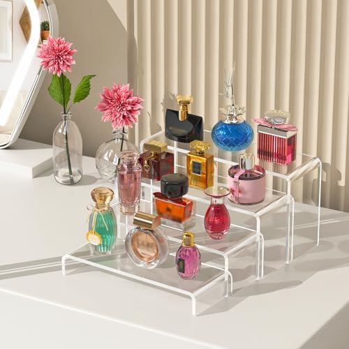 10 Pcs Large Acrylic Display Risers (7" L~9" L), Perfume Shelf Organizer in Clear, alternate view 5