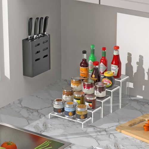 10 Pcs Large Acrylic Display Risers (7" L~9" L), Perfume Shelf Organizer in Clear, alternate view 6
