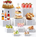 10 Pcs Large Buffet Risers for Table, 4 to 12 in, White in about 6 x 6 x 2 inches, 7 x 7 x 4 inches, 8 x 8 x 6