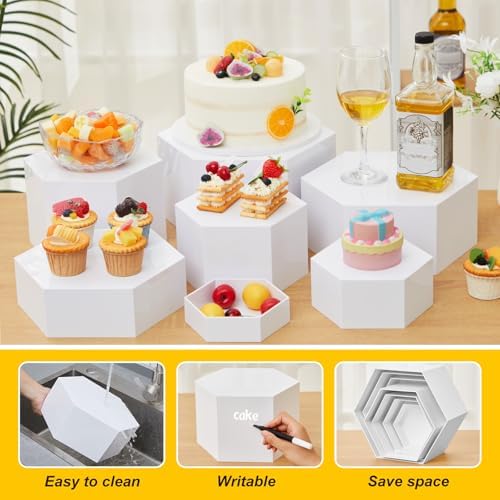 10 Pcs Large Buffet Risers for Table, 4 to 12 in, White in about 6 x 6 x 2 inches, 7 x 7 x 4 inches, 8 x 8 x 6, alternate