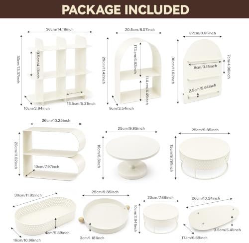 10 PCS Metal Multi Style Cake & Cupcake Dessert Display Stand Set in Cream-10P, alternate view 2