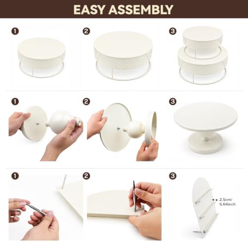 10 PCS Metal Multi Style Cake & Cupcake Dessert Display Stand Set in Cream-10P, alternate view 3