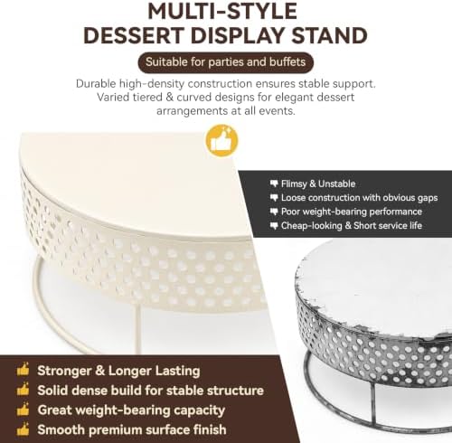 10 PCS Metal Multi Style Cake & Cupcake Dessert Display Stand Set in Cream-10P, alternate view 5