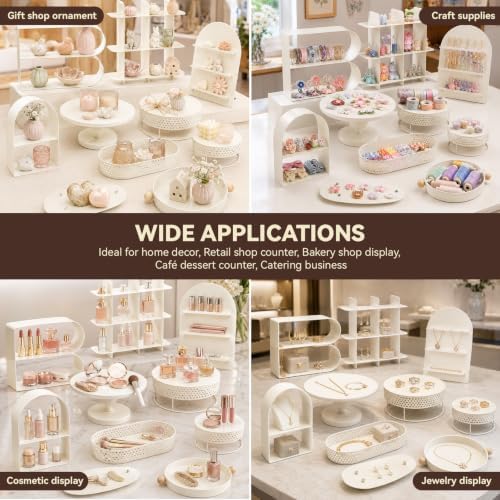 10 PCS Metal Multi Style Cake & Cupcake Dessert Display Stand Set in Cream-10P, alternate view 7