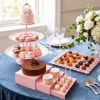 10 Pcs Pink Cake Stand Set Metal Cupcake Stands, Multiple Styles Dessert Display Tower for Candy Fruit, Cake, alternate view