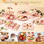 10 Pcs Pink Cake Stand Set Metal Cupcake Stands, Multiple Styles Dessert Display Tower for Candy Fruit, Cake, alternate view
