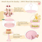 10 Pcs Pink Cake Stand Set Metal Cupcake Stands, Multiple Styles Dessert Display Tower for Candy Fruit, Cake, alternate view
