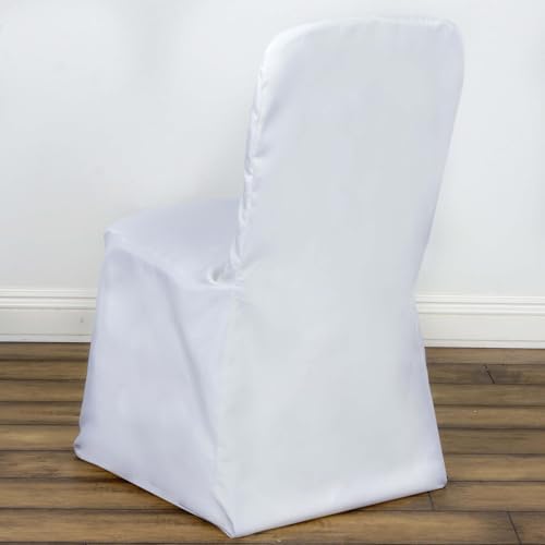 10 PCS Polyester Square Top Banquet Chair Covers - White in White, alternate view 3