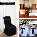 10 PCS Polyester Square Top Banquet Chair Covers - White in White, alternate view 4