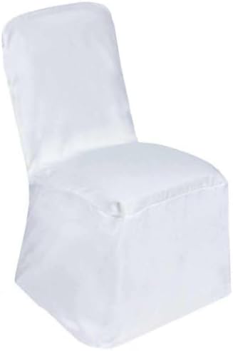 10 PCS Polyester Square Top Banquet Chair Covers - White in White, alternate view 6