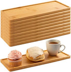 10 Pcs Rectangle Wood Bamboo Tray Bamboo Serving Tray Wooden Serving Platter for Bathroom Counter Platter for