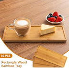 10 Pcs Rectangle Wood Bamboo Tray Bamboo Serving Tray Wooden Serving Platter for Bathroom Counter Platter for, alternate view