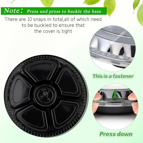 10 Pcs Round Plastic Appetizer Tray with Lid Divided Serving Tray Disposable Food Storage Trays Containers, alternate view 5
