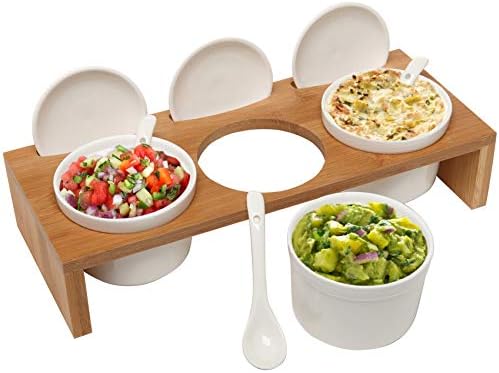 10 Pcs Sauce Serving Dish, Hosting Party Essentials Host Gift, 3 Ceramic Ramekin Chip Dip Bowls with Lids &