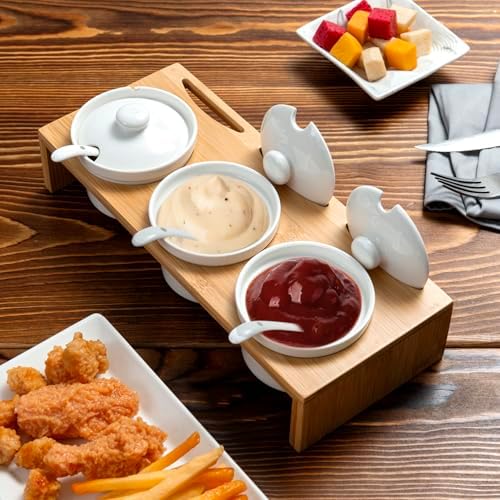 10 Pcs Sauce Serving Dish, Hosting Party Essentials Host Gift, 3 Ceramic Ramekin Chip Dip Bowls with Lids &, alternate view 2