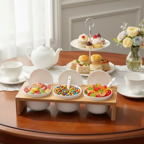 10 Pcs Sauce Serving Dish, Hosting Party Essentials Host Gift, 3 Ceramic Ramekin Chip Dip Bowls with Lids &, alternate view 4